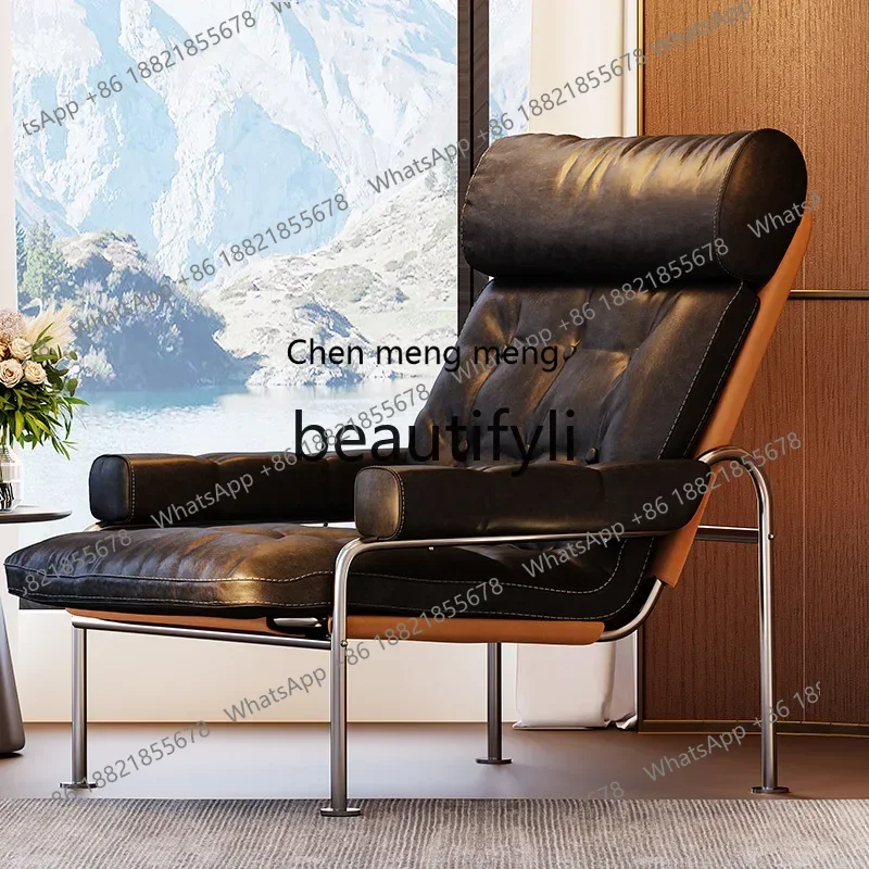 ss8350 SS Medieval oil wax leather sofa chair designer light luxury high-end living room armrest single chair