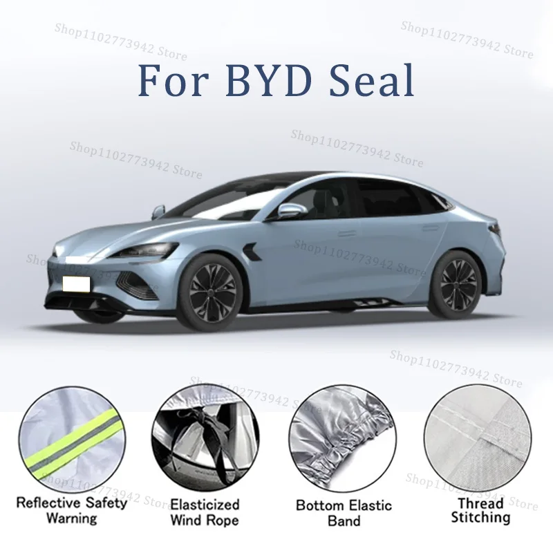 

Car Cover For BYD Seal Full Exterior Black Silvery-Auto Cover Sunshade Dustproof Waterproof Reflective strips cars accessories