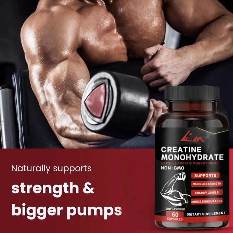 Creatine Monohydrate Capsules for Men and Women non-gmo Muscle Building creatine monohydrate power  muscle growth Kreatin