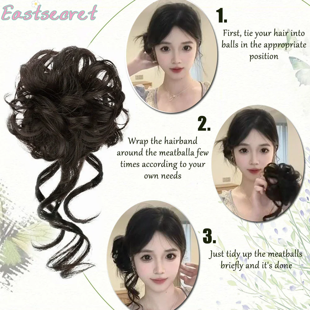 كعكة الشعر الاصطناعية من إيست، مشبك شعر إسفنجي وفوضوي للنساء، شريط مطاطي، وصلات ذيل الحصان، ربطة شعر، حلقة شعر طويلة