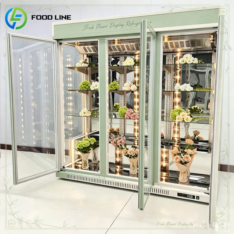 Flower Display Cabinet Commercial Refrigerated Floral Showcase Fresh Bouquet Cooler For Florist Shop Customized