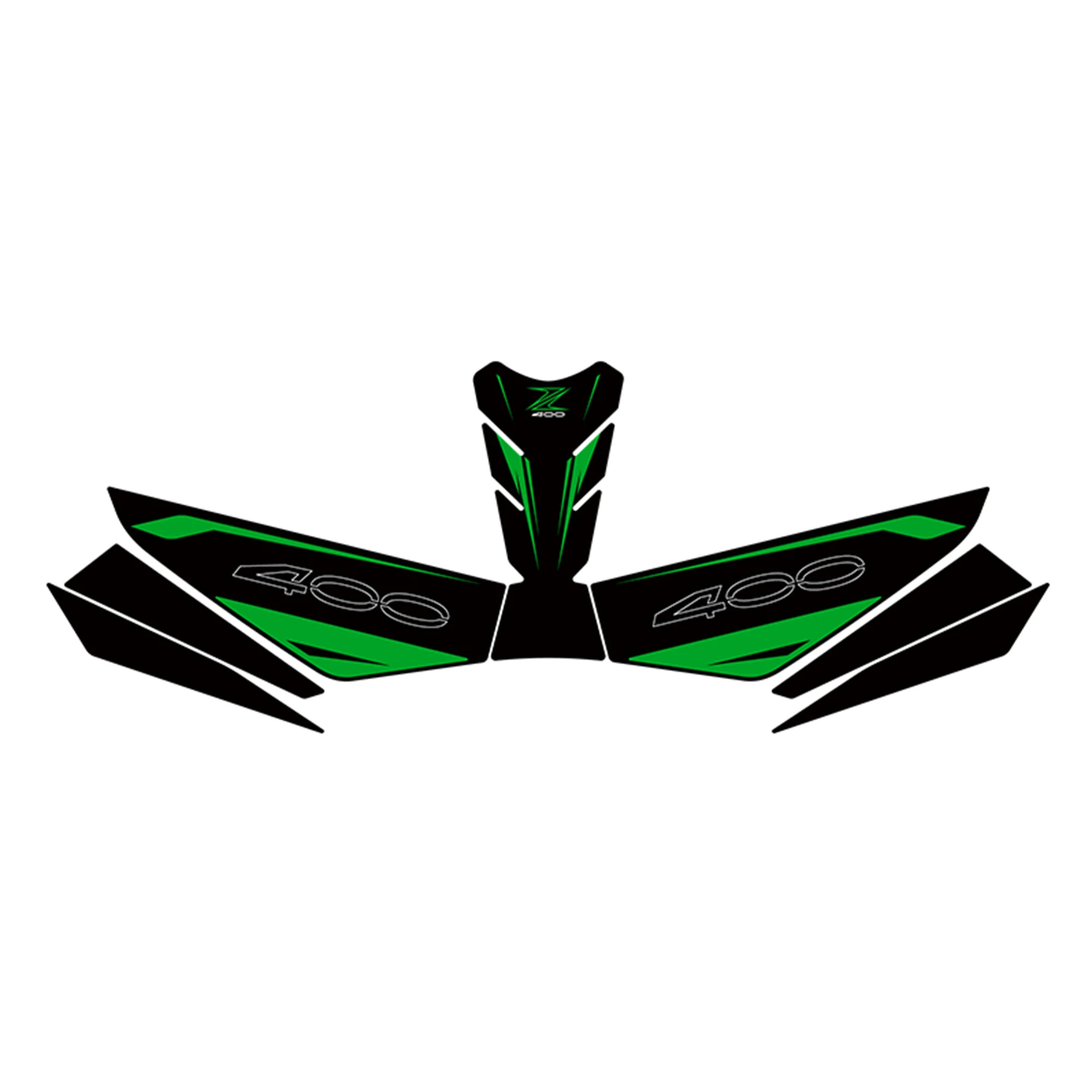 Compatible with Kawasaki Z400 Motorcycle Fishbone Tank Pad Sticker, Non‑Slip Fuel Tank Protector Decal Modified Accessory