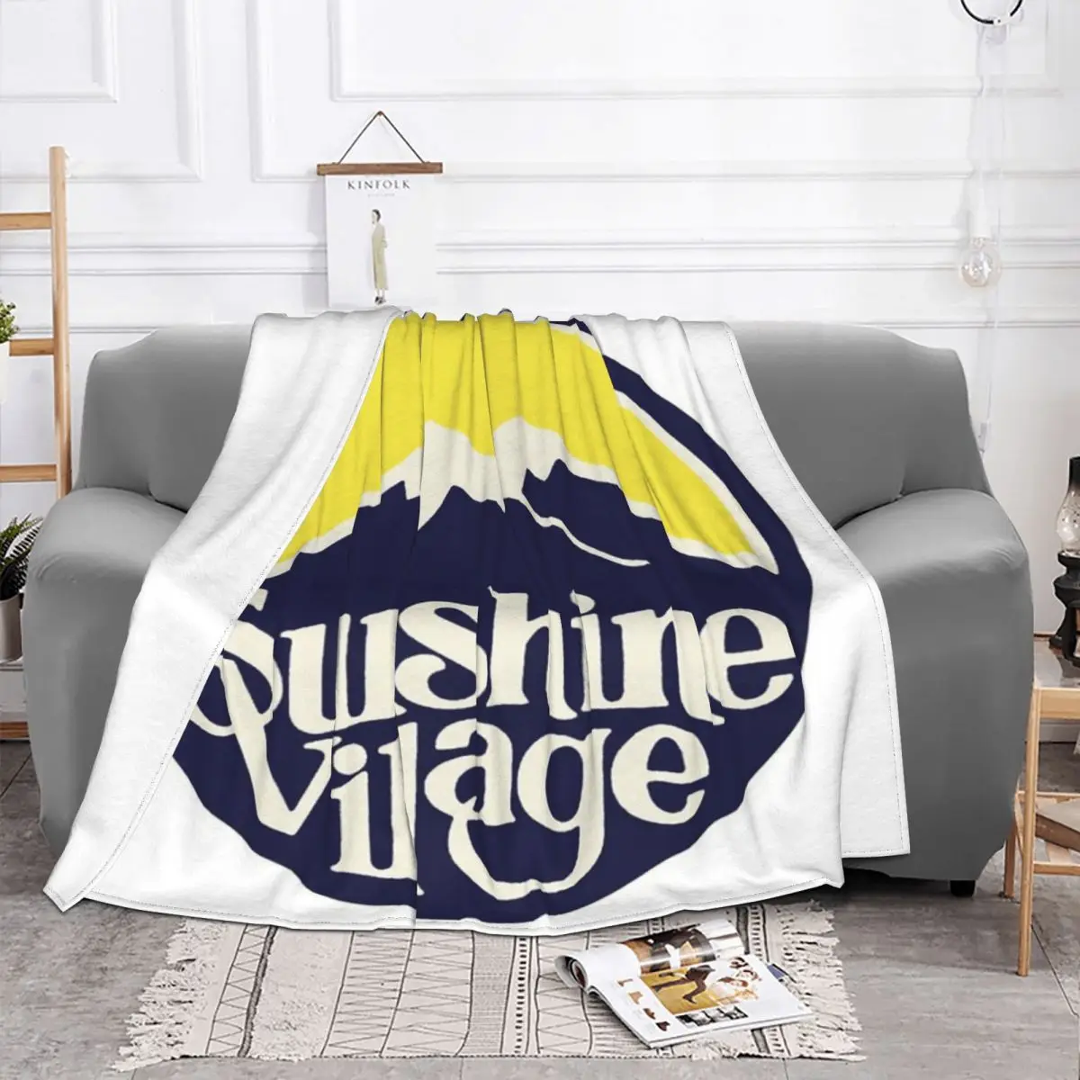 Sunshine Village Banff Vintage Ski Blanket Four Seasons Kawaii Animal Breathable Warm Throw Blanket Bedding Bedroom Quilt