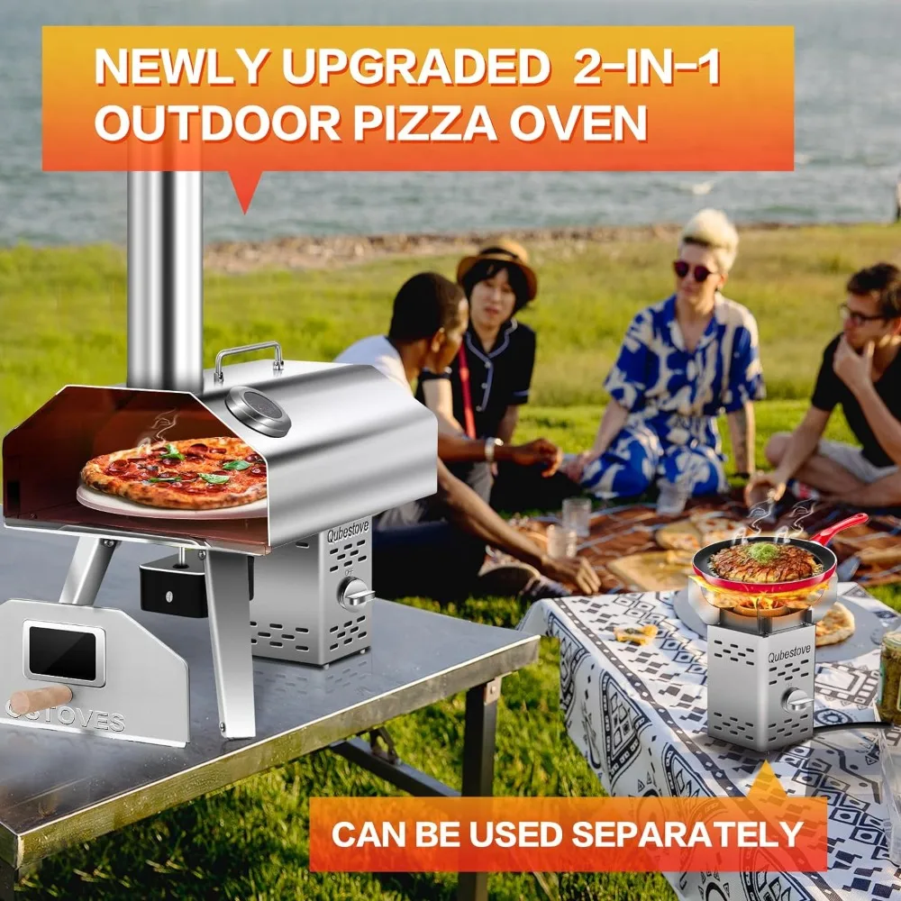 Imagem -02 - Forno de Pizza Propano ao ar Livre com Rotação Automática Pizza Pedra Portátil Removível Top Como Aquecedor de Tocha em 12 em