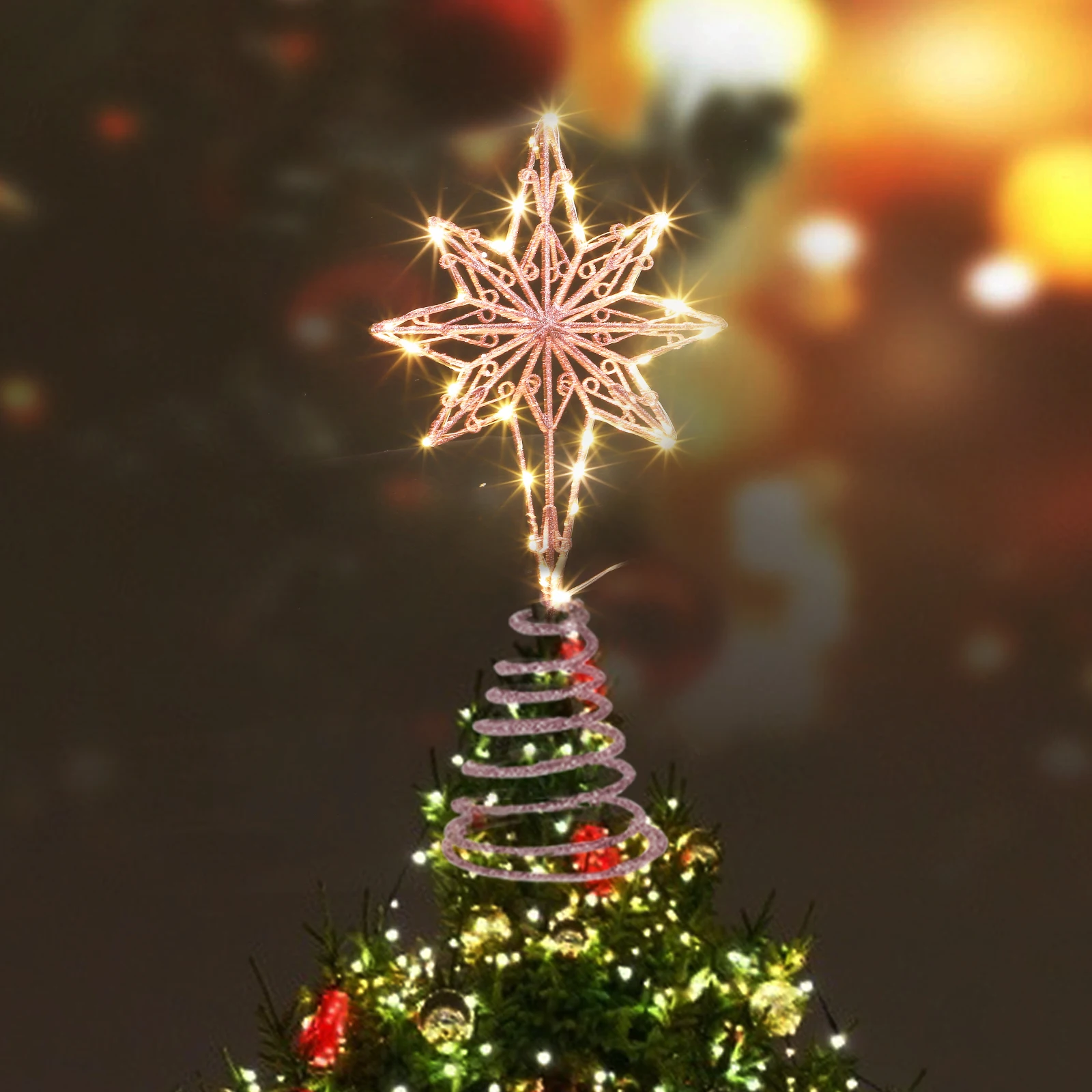 

Christmas Tree Topper Star Lamp Iron Craft Plastic Decor Xmas nament Holiday Lights Festive Atmosphere Christmas Decorations