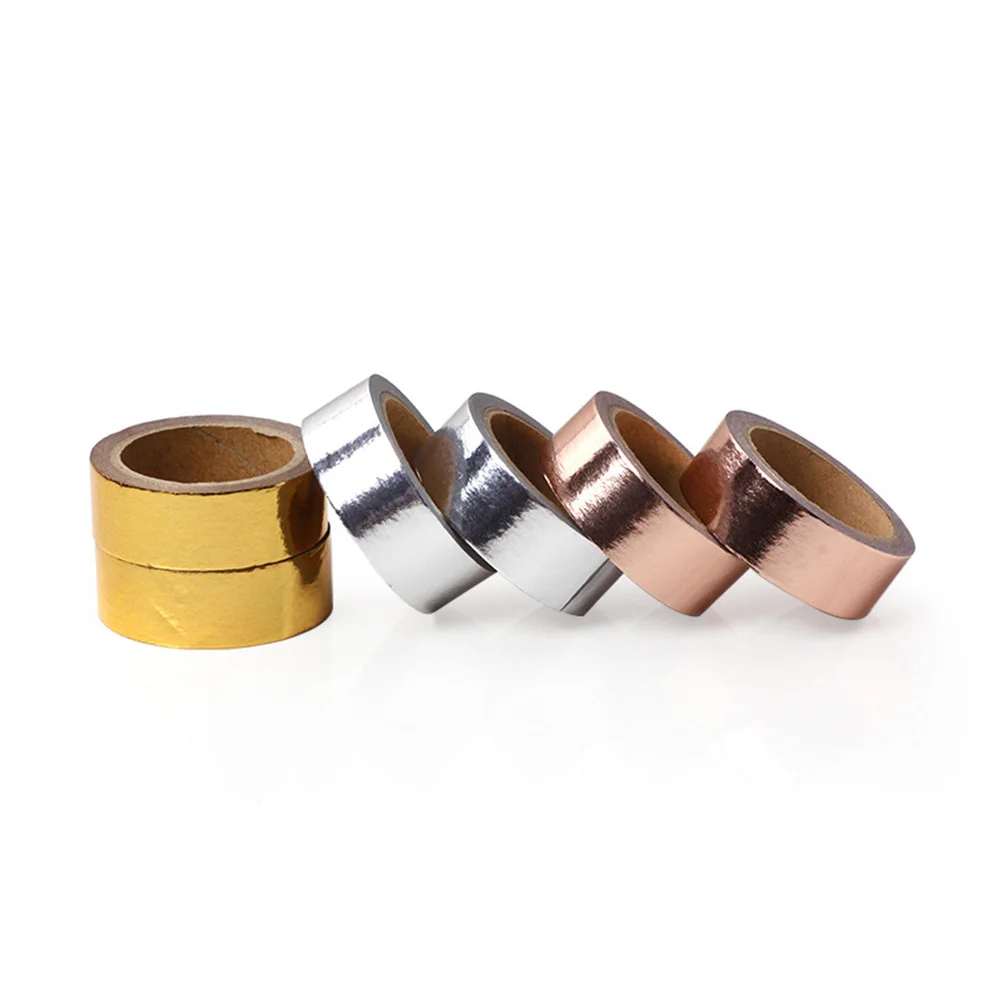 6 لفات من أشرطة التذهيب المزخرفة لملصقات DIY وسجل القصاصات وورق تغليف الهدايا ومستلزمات الحرف اليدوية باللون الذهبي الوردي والفضي