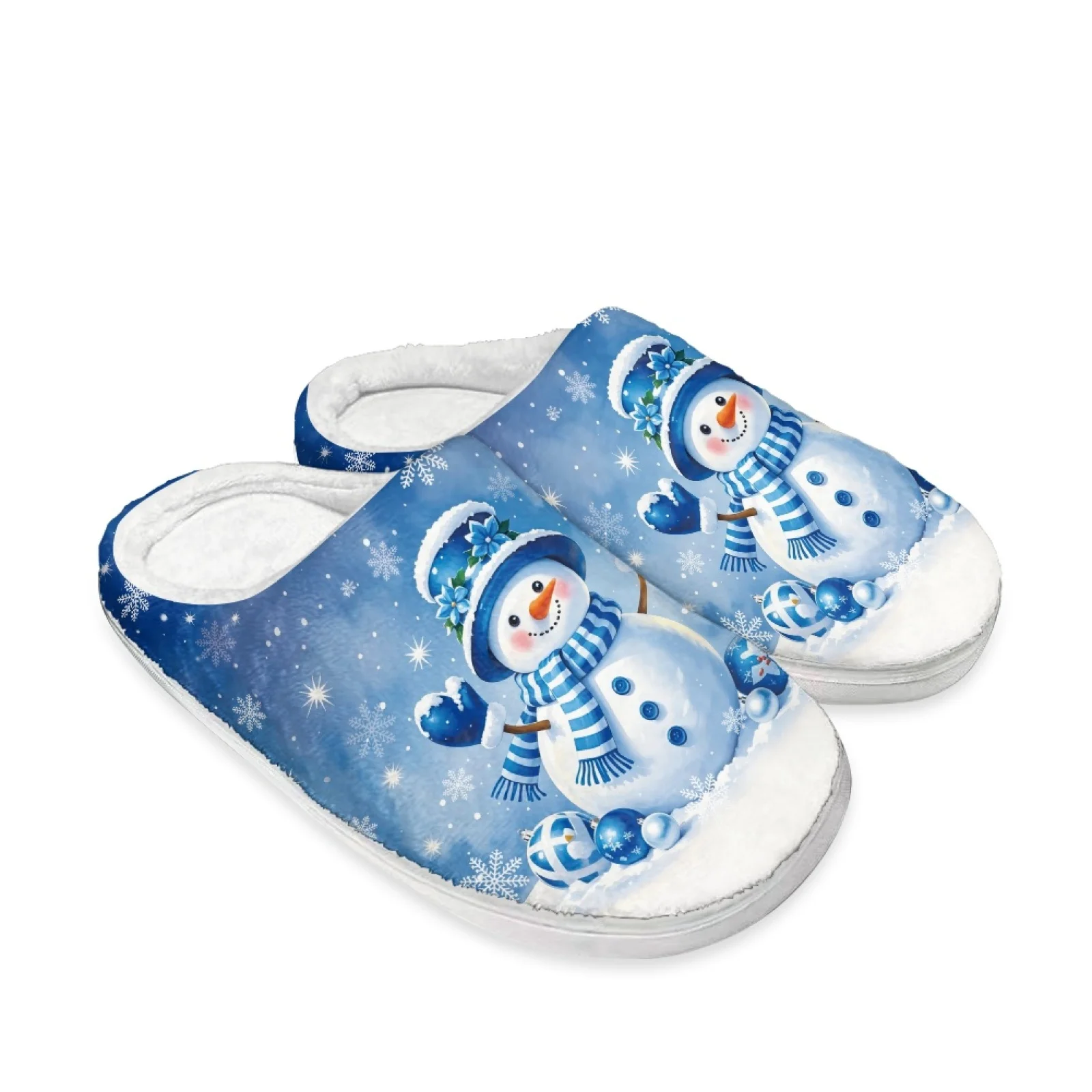 PENSTROLL Snowman Print Wfh Cozy Essentials Slippers Grandma Warm Winter Slippers Plush Slippers for Home