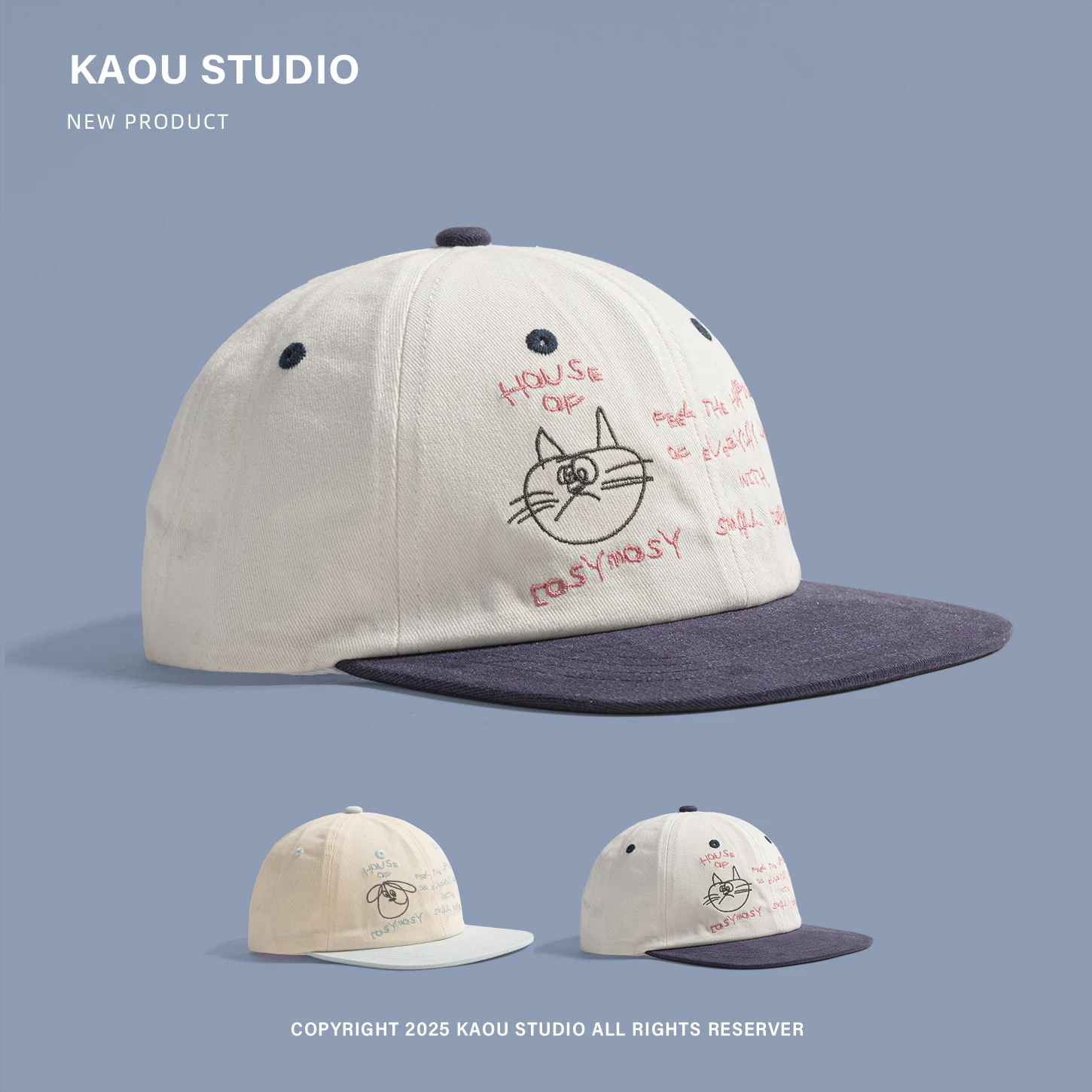 

Spring and Autumn Versatile Flat Brim Baseball Cap Embroidered Color Block Fashion Soft Top Sunshade Unisex Duckbill Cap Trendy