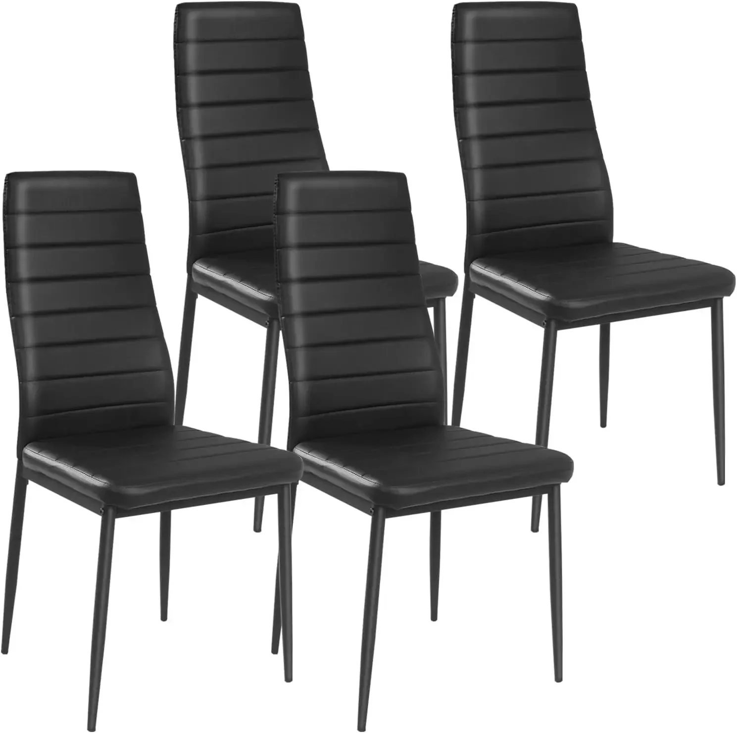 Set of 4 Upholstered Dining Chairs High backrest PU Leather Non-Slip Footpads Easy clean Metal legs for dining kitchen