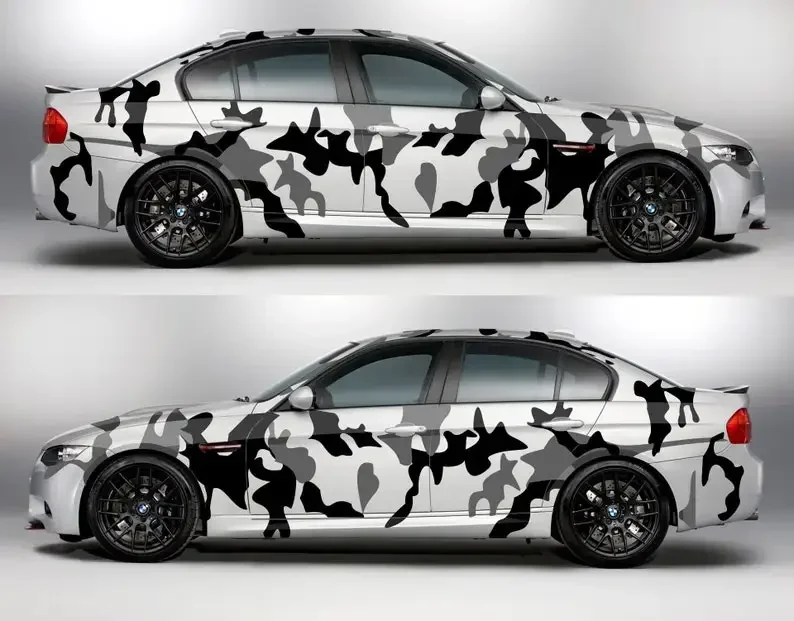 

Universal Car Camouflage Vinyl Stickers Decal Kit Camo Car Stickers Black & Grey