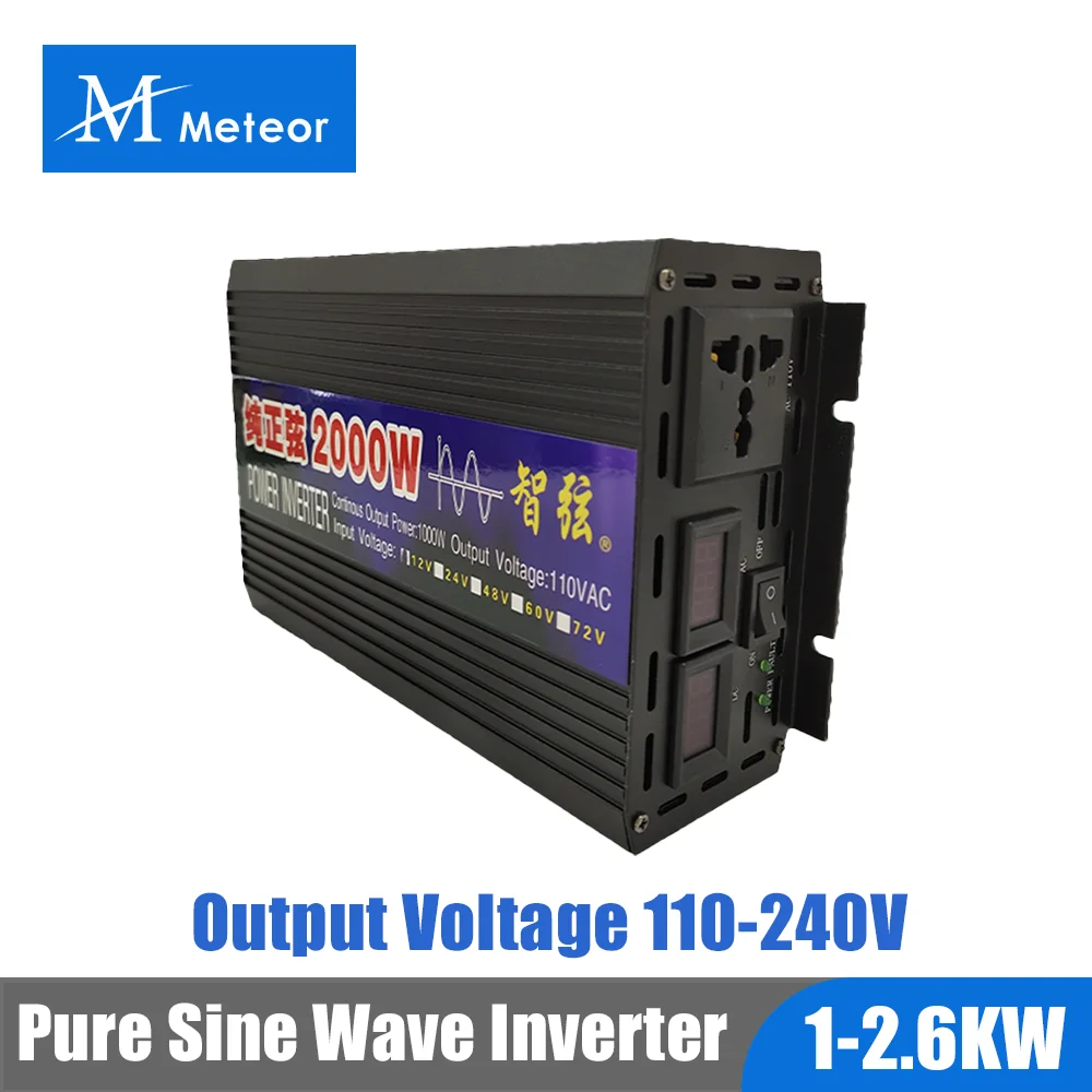 

Pure Sine Wave Inverter 1000w 1600w 2000w 2600w 12V 24V 48V 60V To AC 110V 220V Voltage Transformer Power Converter Off Grid