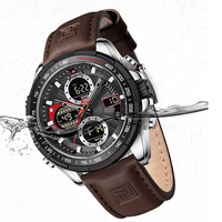 NAVIFORCE Sports Men‘s Watches Fashion Digital Quartz Wristwatches Leather Waterproof Dual Display Date Clock Relogio Masculino