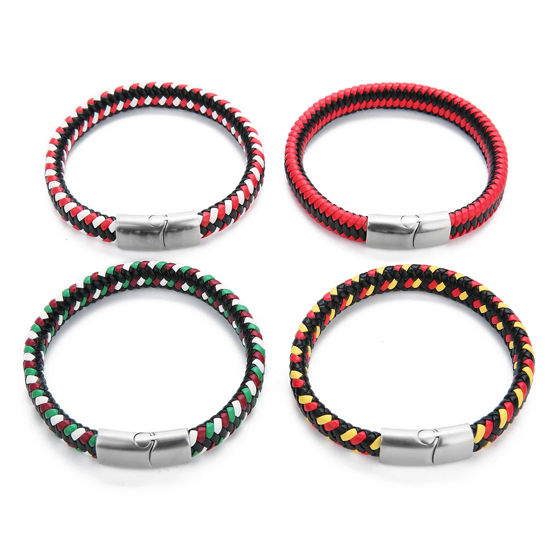 

1pc 19/21cm New Fashion PU Leather Rope Stainless Steel Magnetic Buckle Woven Bracelet For Women Men Simple Style Jewelry Gift