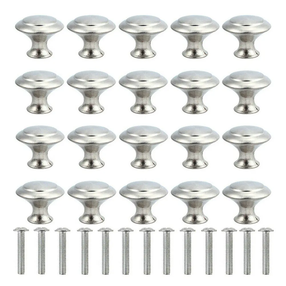 20Pcs Stainless Steel Drawer Knobs Large Round Cabinet Pull Handles Kitchen Cupboard Cabinet Hardware Easy Install