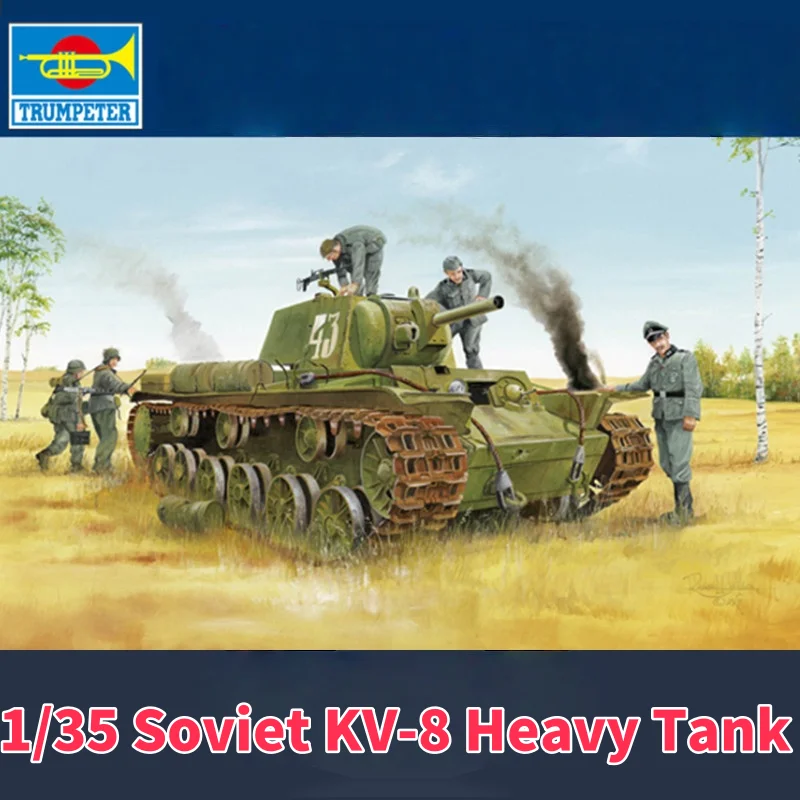 

TRUMPETER 1/35 Soviet KV-8 Heavy Tank Plastic Assembly Puzzle Model
