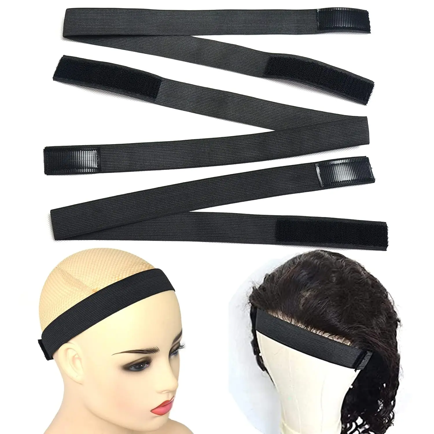 Wig Band for Melting Lace Wig Edge Bands,Adjustable Length Velcro Fastener Soft and Breathable Wig Securing Accessories