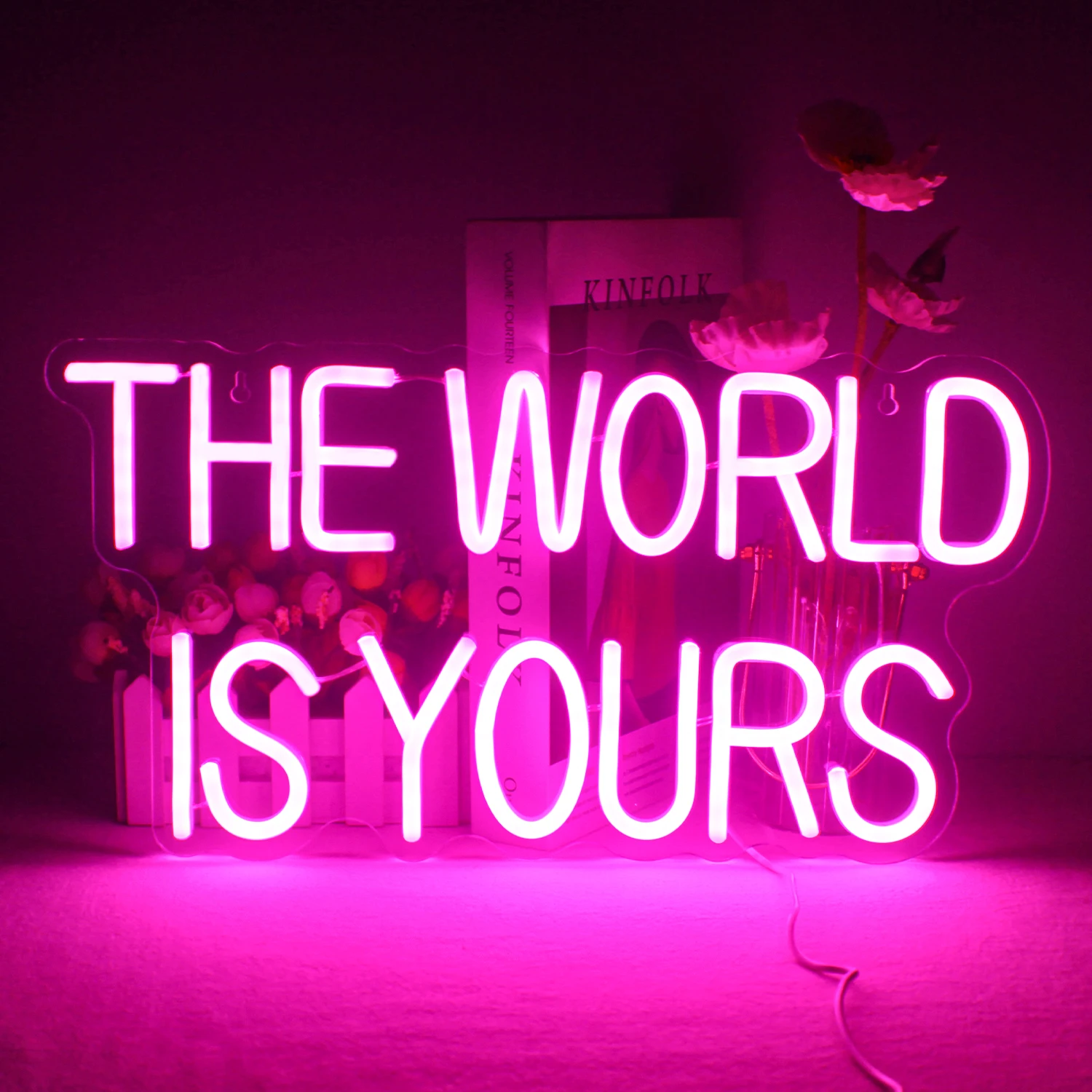 The World Is Yours Neon Sign Letter LED Lights Estetyczna dekoracja pokoju na wesele Sypialnia Impreza Dom Bary Art Wall Decor Lamp