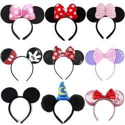 Oreilles de souris de dessin animé mignon pour filles et adultes, accessoires de cheveux cosplay, nœuds à paillettes, jouets bandeau, main de sauna, fête