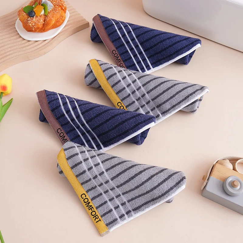 100% Cotton Square Towel Vertical Stripe Pattern Extra-Thick Highly Absorbent Ideal Kids’ Face Wiping or As A Thoughtful Gift