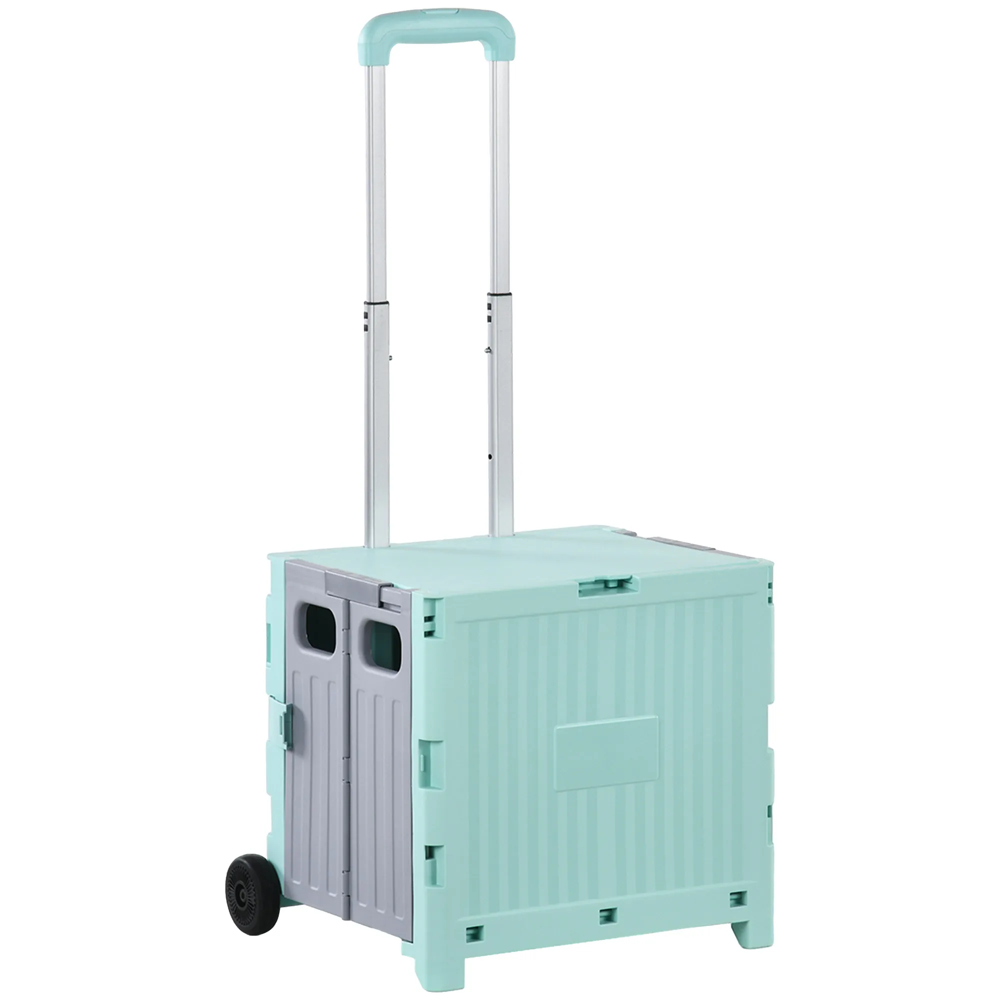 HOMCOM Carrito de la Compra Plegable con 2 Ruedas 41,5x32,5x85 cm Verde