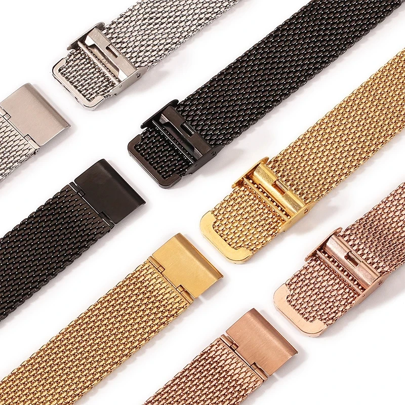 UTHAI P66 Watch Strap Stainless Steel Strap 1.0 Wire Milanese Mesh Strap 18mm 20mm 22mm 24mm Band Wristband Smart Watch