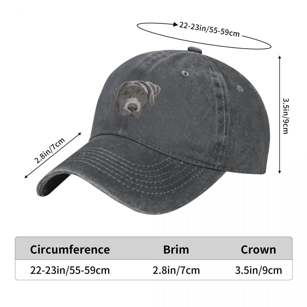 Silver lab face Baseball Cap Icon Golf Hats Man Women's