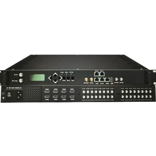 HD Encoder RF Modulator 24 HD Input 8 DVB-T/6ISDB-T/12DVB-C/8ATSC Output HEVC/H.265 1080P 5-Year Warranty