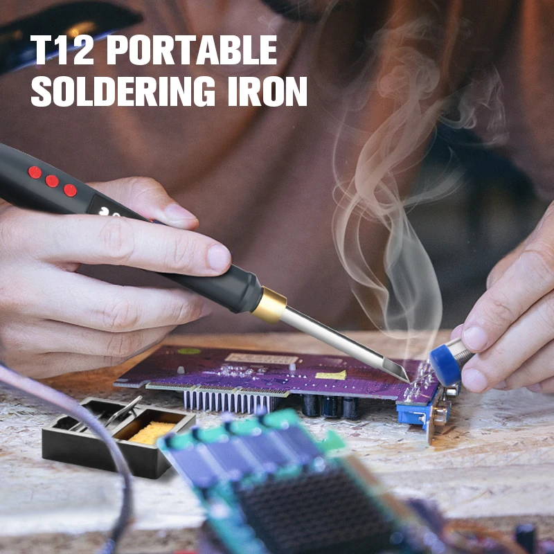 72W T12 Soldering Iron Adjustable Digital Solder Station Equipment Portable Home Electronics Repair Tool Set