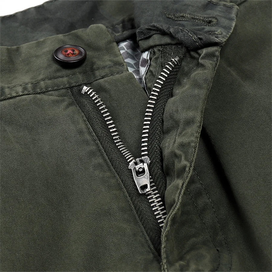 Pockets Men's Trousers Casual Cotton Solid Color Cargo Cuffed Pants Men Outdoor Sports Traveling Trousers Tactical Work Pants