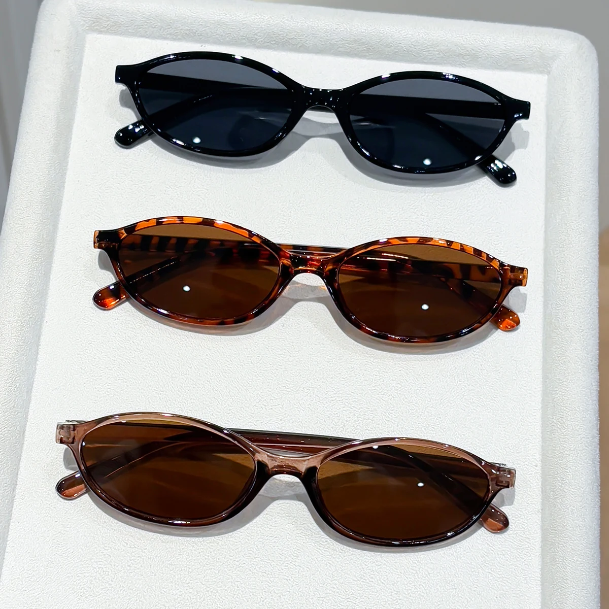 3pcs retro oval glasses, Y2K style small frame unisex, street photography/commuting/travel universal