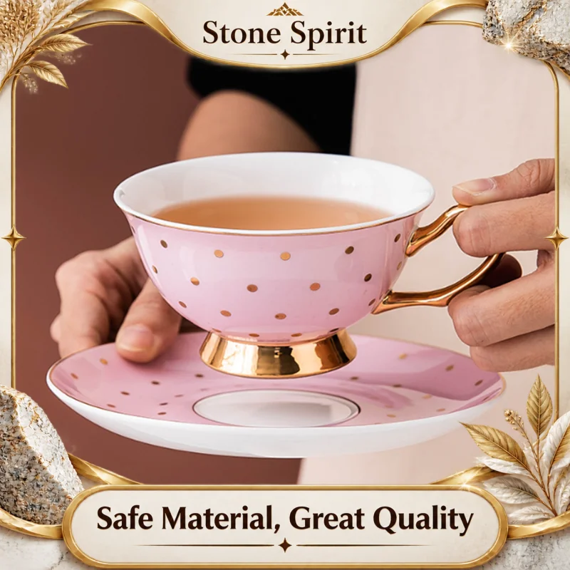 Phnom Penh Polka Dot Ceramic Cup Light Luxury Afternoon Tea Coffee Cup Tea Set Couple Cup Set Drinking Utensils Wedding Gift