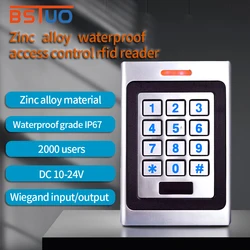 Outdoor Metal RFID Access Control Keypad Card Reader Waterproof Lock 125KHz 10PCS Keyfobs Rainproof for Access Control System