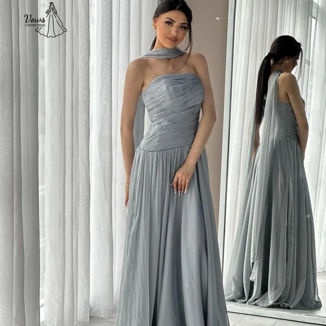 

Vows Elegant Women's Dresses for Wedding Party Dress Chiffon Line A Custom Made Ribbon Luxury Prom Dress 2025 Evening Gown Woman