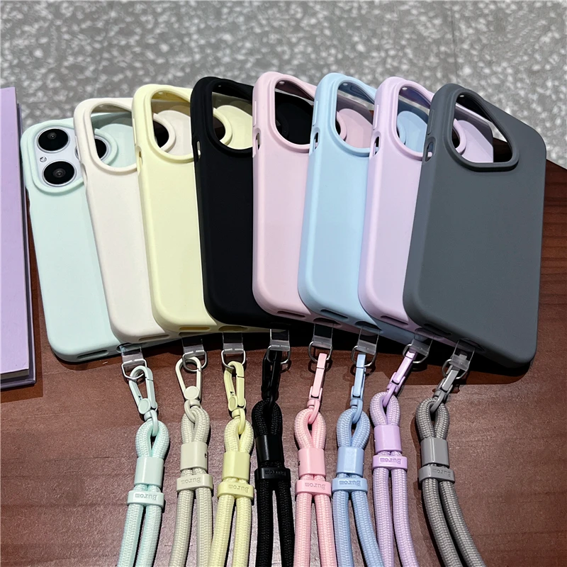 

Soft Liquid Silicone Case For Huawei Pura 80 Pro 70 Ultra P60, Slim Skin Fleece Protection Phone Cover Lanyard Retail Package