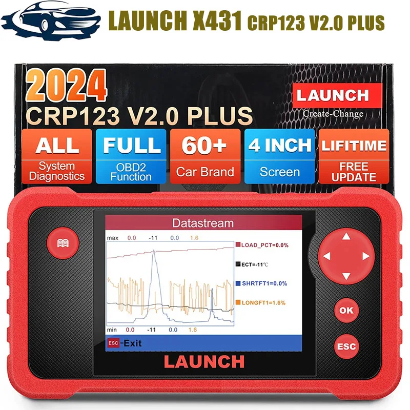 LAUNCH X431 CRP123 V2.0 plus OBD2 Professional Automotive Scanner Engine Code Reader all system Car Diagnostic Tool Free Update