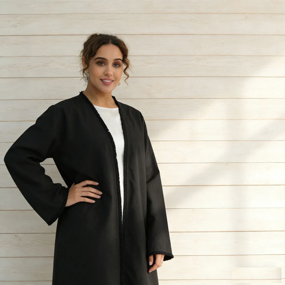 

Новое дубайское скромное женское платье: мусульманское открытое кимоно, абайя, кардиган, роба, кафтан, джалабия, кимоно, исламская кебая, абайи, одежда для Рамадана