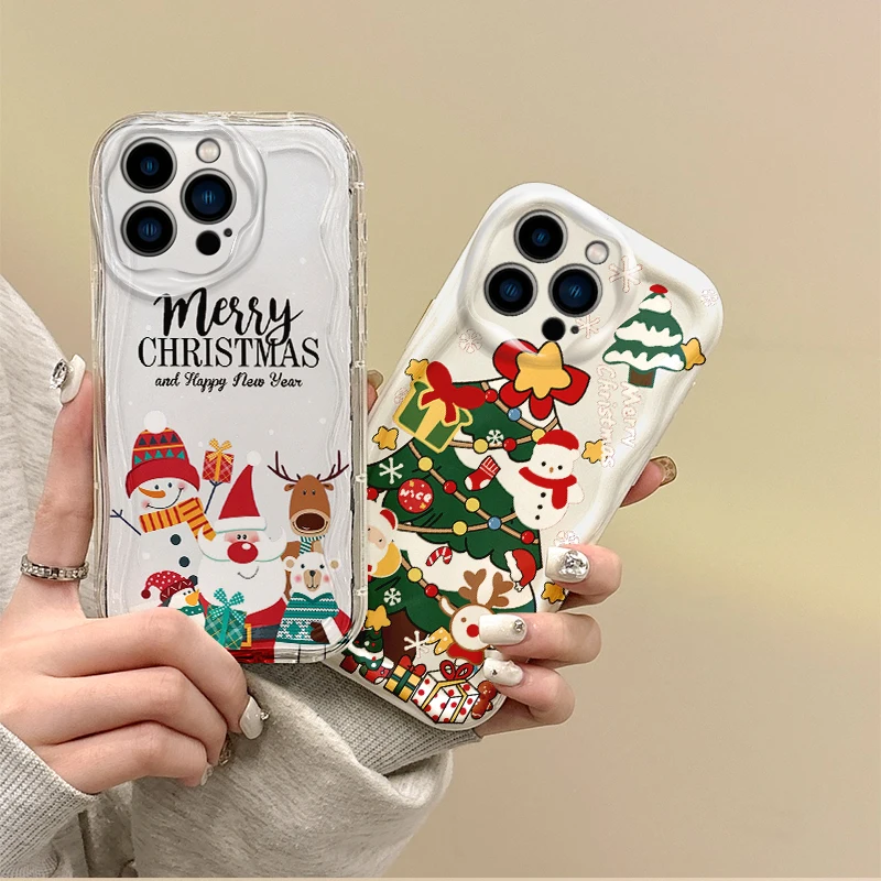 

Cute Christmas Santa Claus Print Phone Case For iPhone 16 Pro Max Case 15 14 13 12 11 8 7 Pro X XR XS Max Soft Shockproof Cover