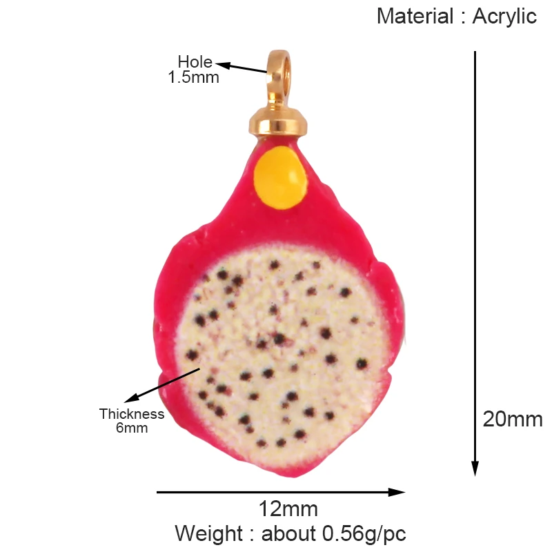 Arylic 3D Obst Erdbeere Traube Mango Durian Wassermelone Kirsche Granatapfel Charm Anhänger, Schmuck Halskette Armband Versorgung S18 – Detail 25