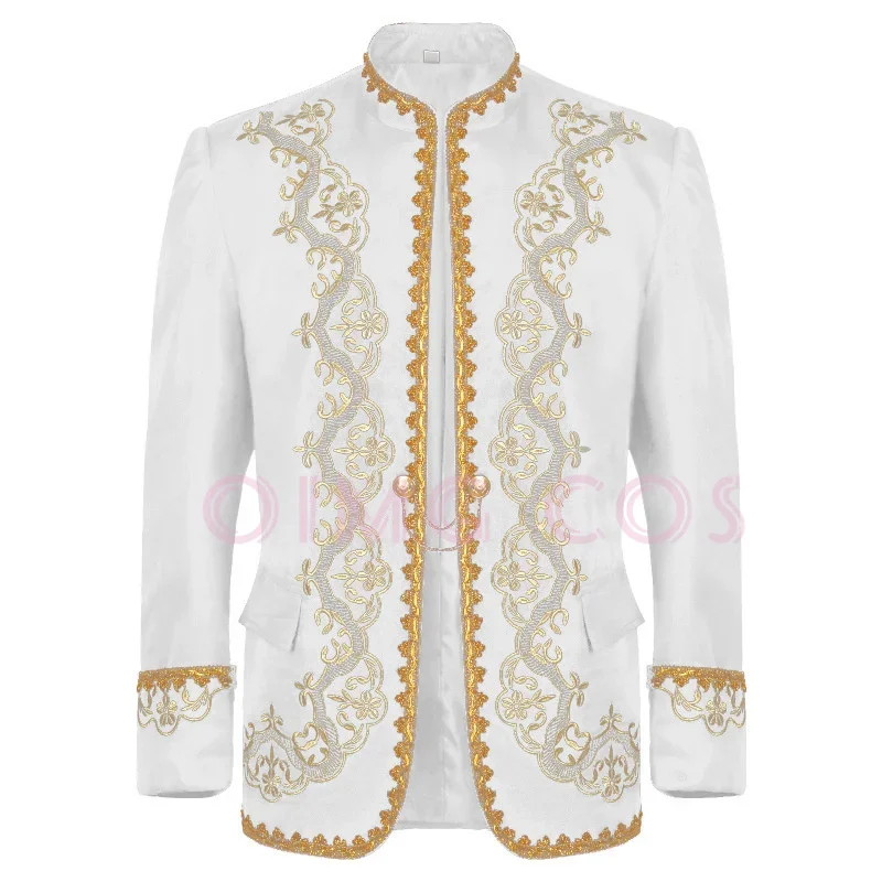 

Medieval formal attire court attire black and white stage hosting opera attire dance stage Coat Clothing