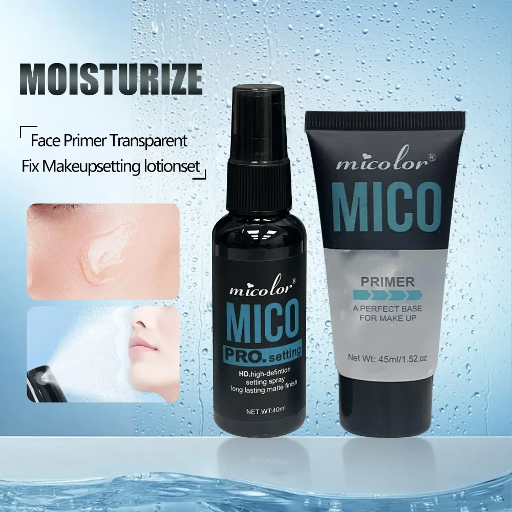 Juego de maquillaje Primer + Spray de ajuste Invisible Color de poros retención Base de maquillaje acabado cuidado de la piel coreano