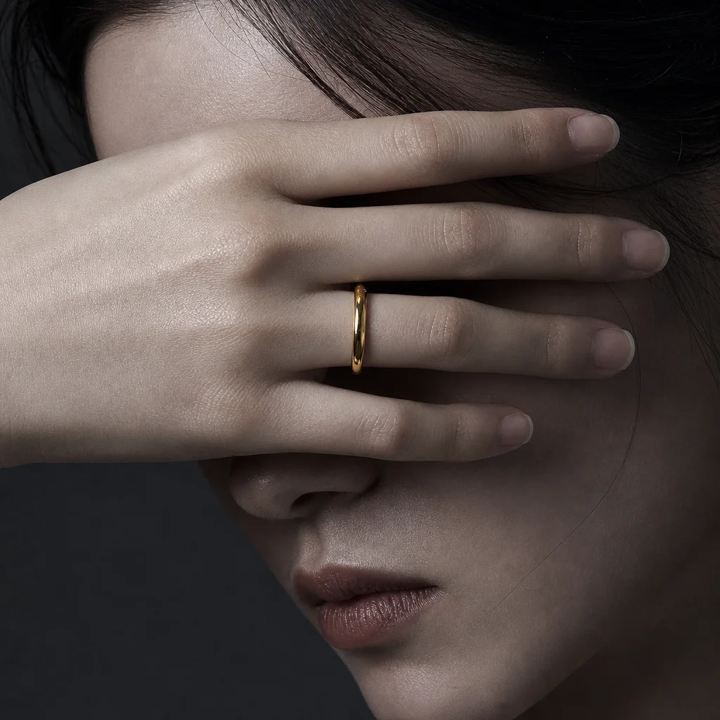 Minimalistischer 3mm Glatter Stapelring 18K Vergoldeter Edelstahl Hochglanzpolierter Bandring für Frauen und Mädchen Knöchelschmuck – Detail 5