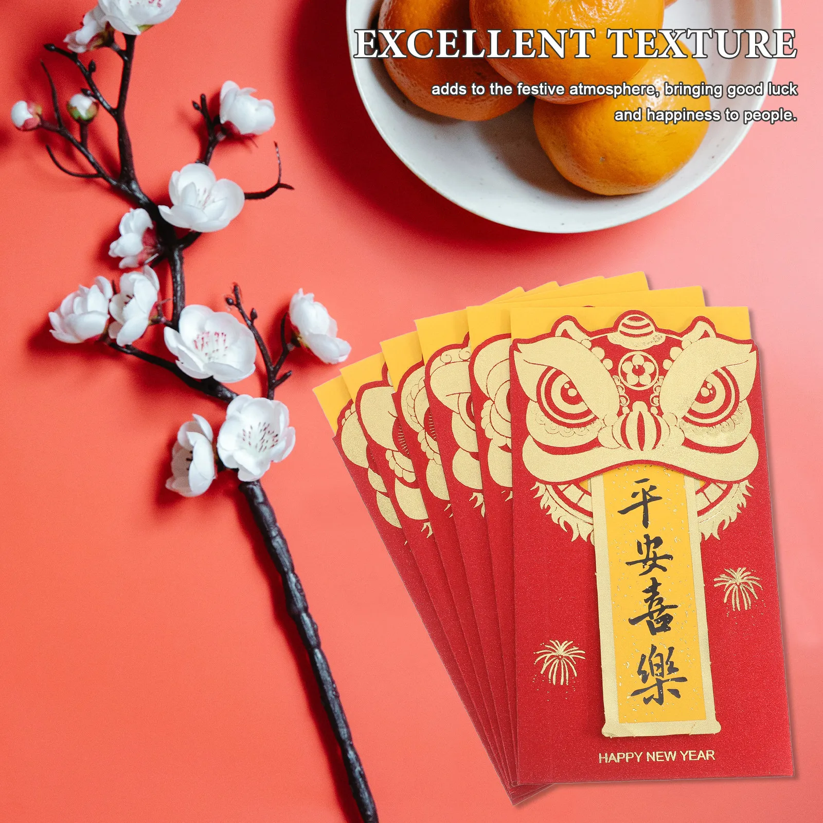 

6Pcs Glitter Red Envelopes Chinese New Year Money Holders Cash Decorative Envelopes Spring Festival Wedding Birthday Lunar