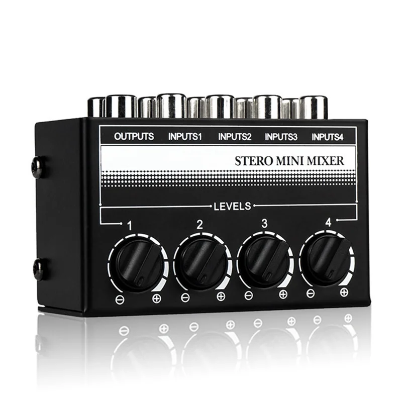 CX400 Audio Mixer Mini Stereo 4-Channel Passive Mixer Microphone Multi-Channel 1 in 4 Out Stereo Splitter for Studio