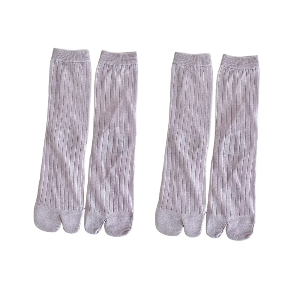 

2 пары эластичных хлопковых носков ярких цветов с двумя носками, противоскользящие носки до середины икры с раздельным носком, однотонные женские летние носки с разделителем пальцев