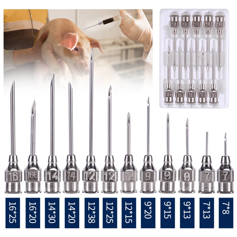 Multiple Specifications of Animal Metal Injection Needles, Stainless Steel Syringes, Cattle Sheep Vaccine Injection Needles