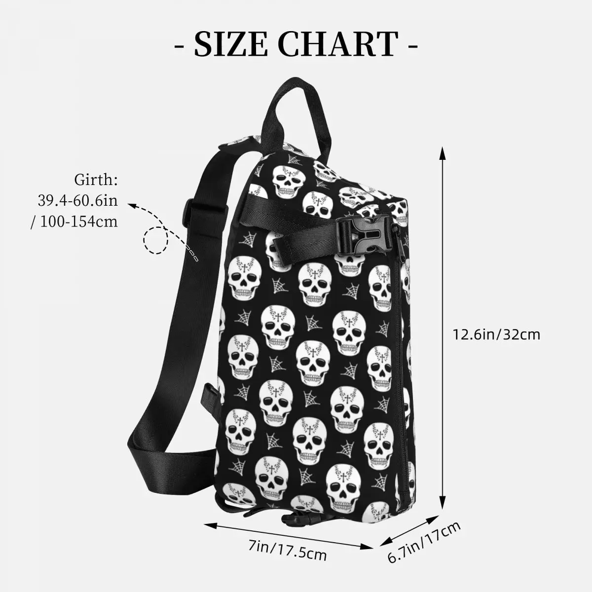 Sugar Skull tas bahu dada pria, tas kurir pria kasual diagonal, tas selempang dada tengkorak Meksiko