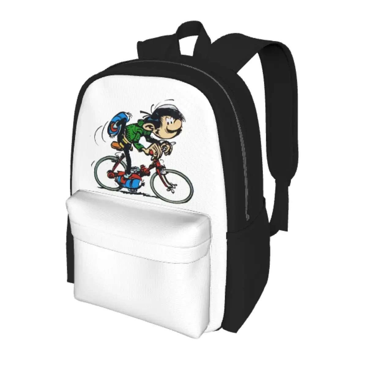 

Gaston Lagaffe Big Ben Head Student Backpack School Bag Hiking Travel Daypack for Boys Girls Bookbag Shoulder Bags