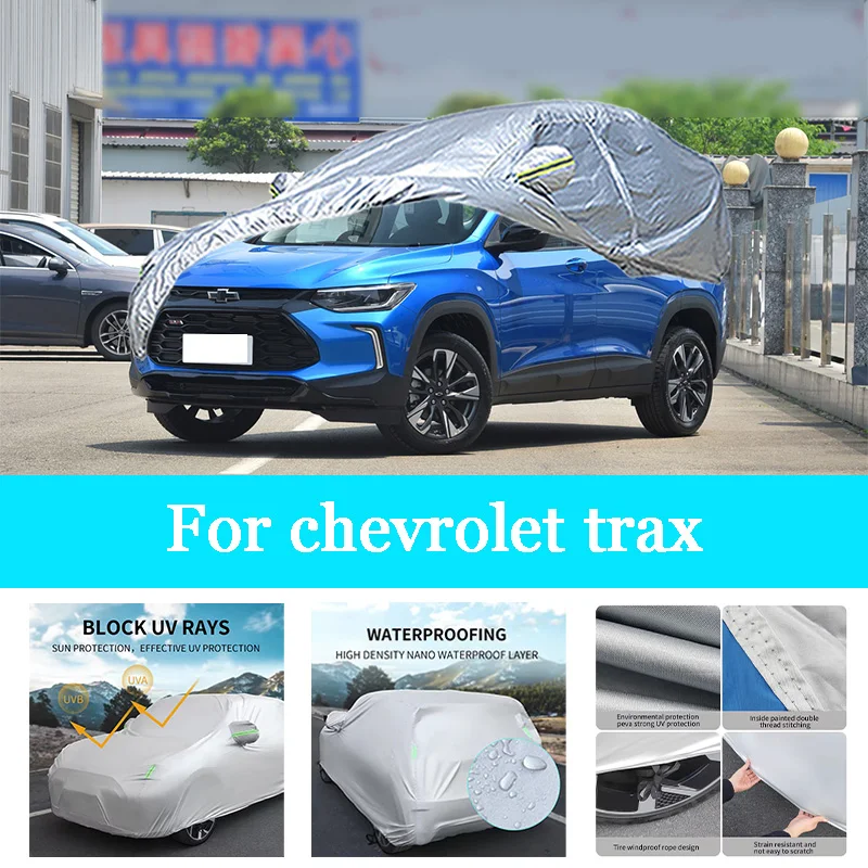 

Автомобильный чехол, уличный полный внешний снежный чехол, солнцезащитный козырек, водонепроницаемая пылезащитная защита со светоотражающими полосами для Chevrolet Trax