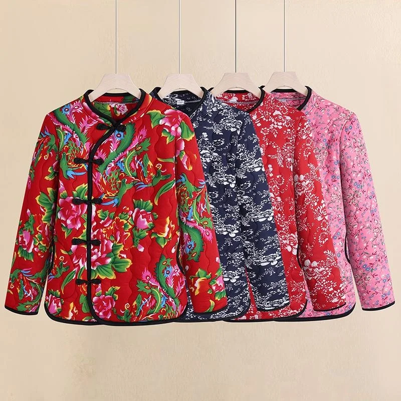 

Короткая женская куртка осенне-зимняя, новый стиль, с крупным цветочным принтом, теплая хлопковая верхняя одежда, повседневный стиль, на каждый день