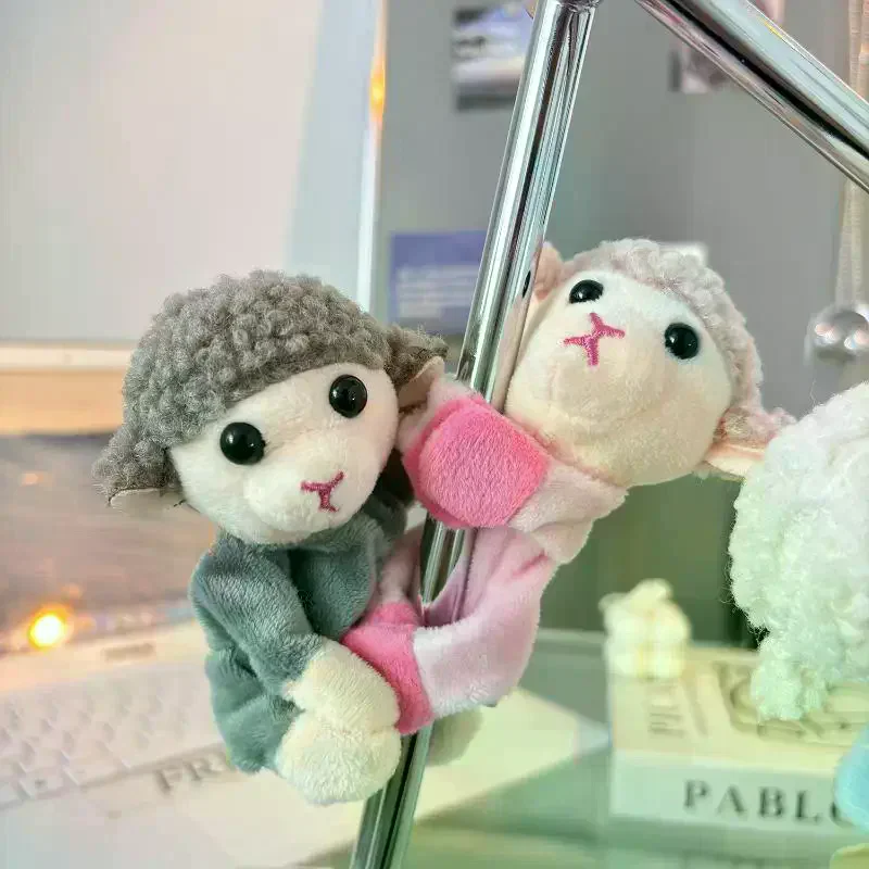Cute Fluffy Lamb Plush Fridge Magnet Soft Sheep Doll Magnetic Sticker Non-Fading for Holiday Refrigerator Gift
